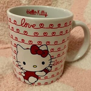 HELLO KITTY Valentine Love Script Sanrio 🩷❤️ Ceramic Coffee Mug NEW 20oz